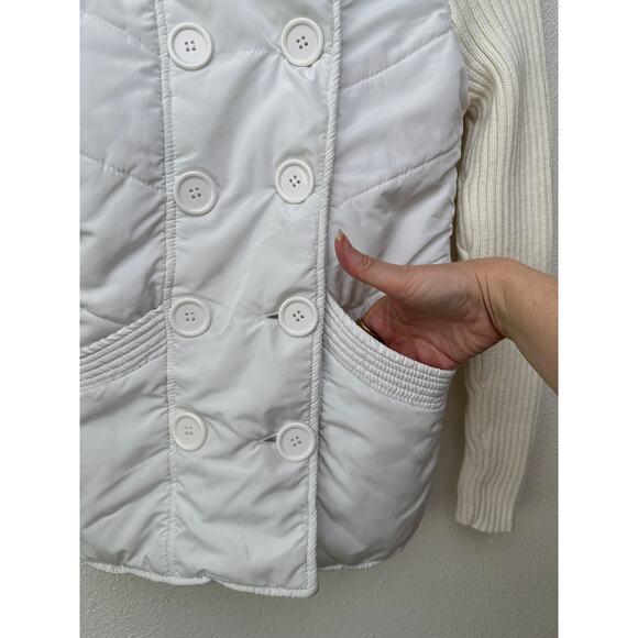 JJAlways Women’s Cream/White Mixed Media Double-Breasted Jacket US S - Picture 3 of 11